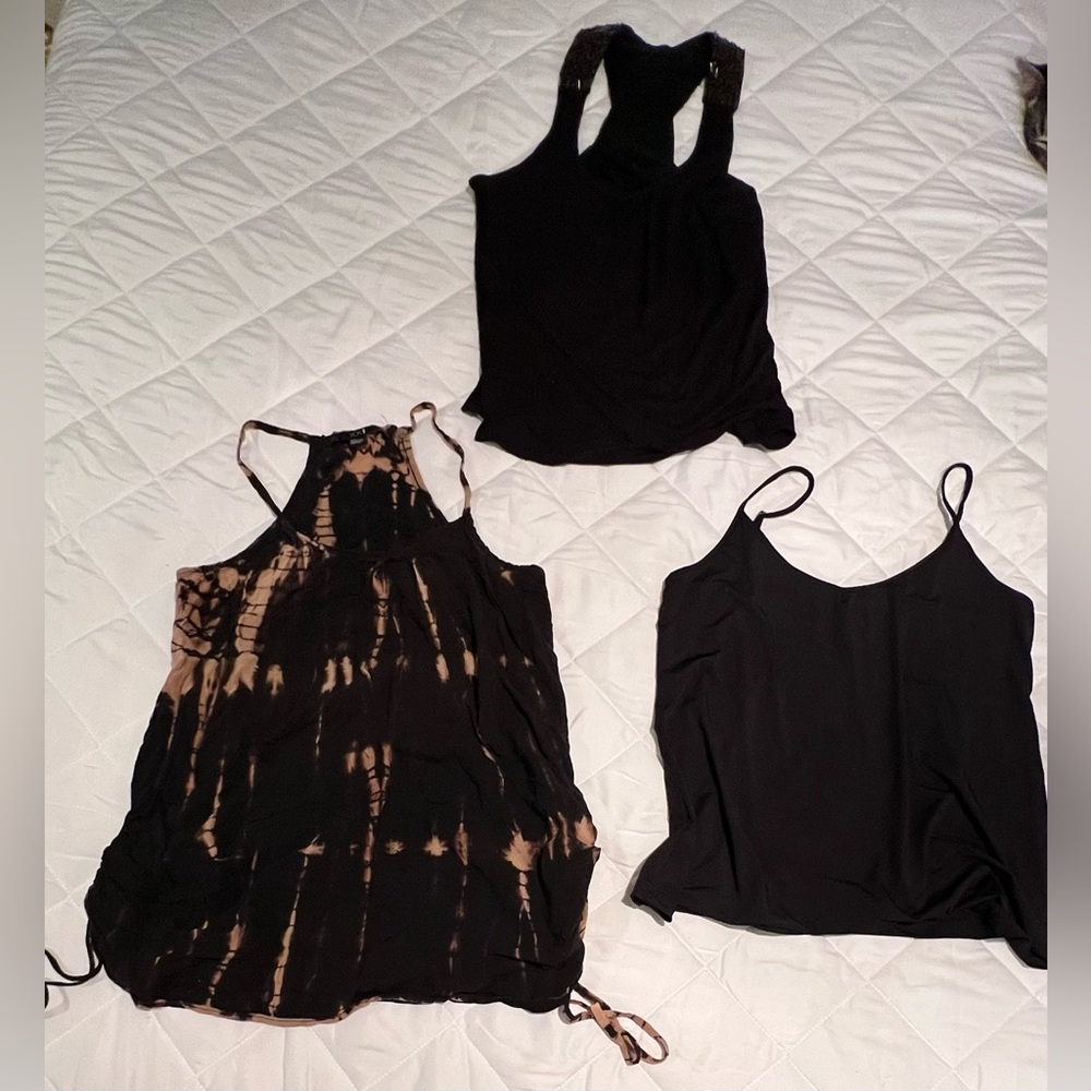 3 Black and Brown Tie-Dye Women's Tank Top